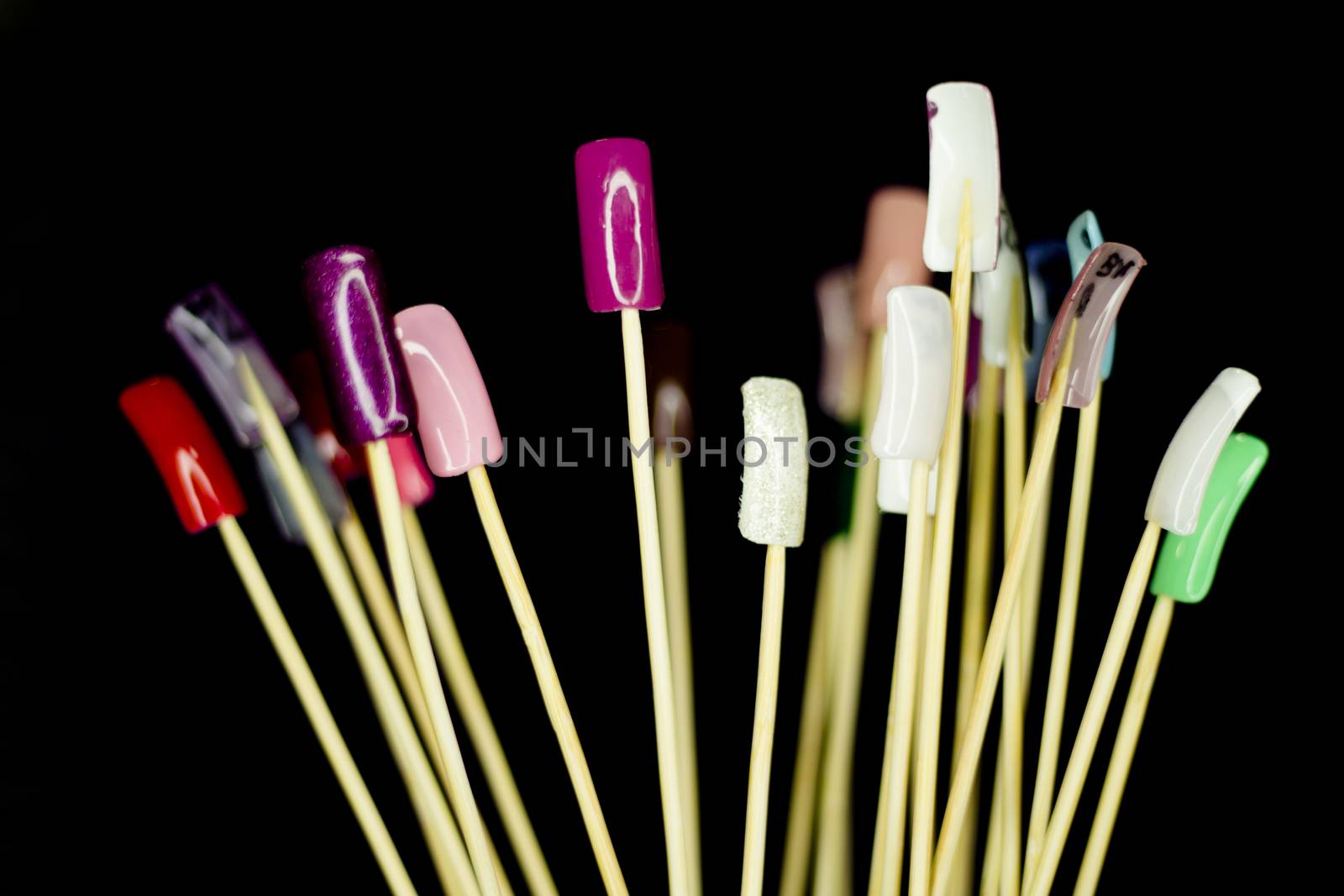 Permanent acrylic nail sample. Different designs. Nobody