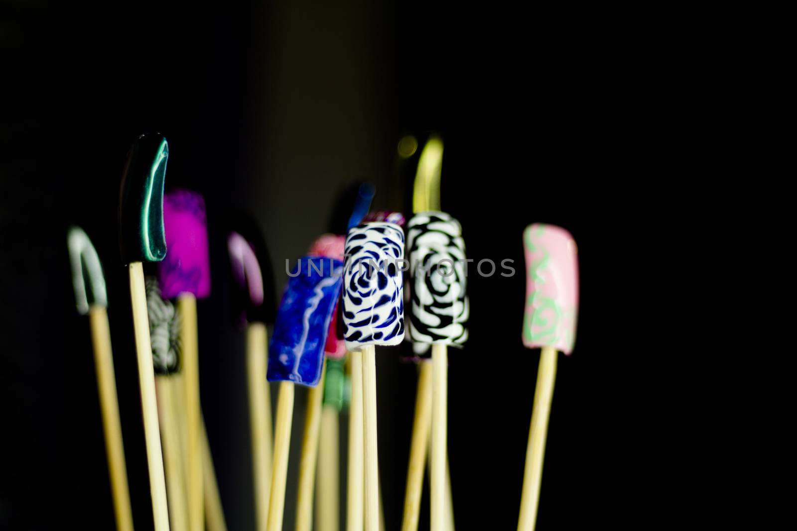 Permanent acrylic nail sample. Different designs. Nobody