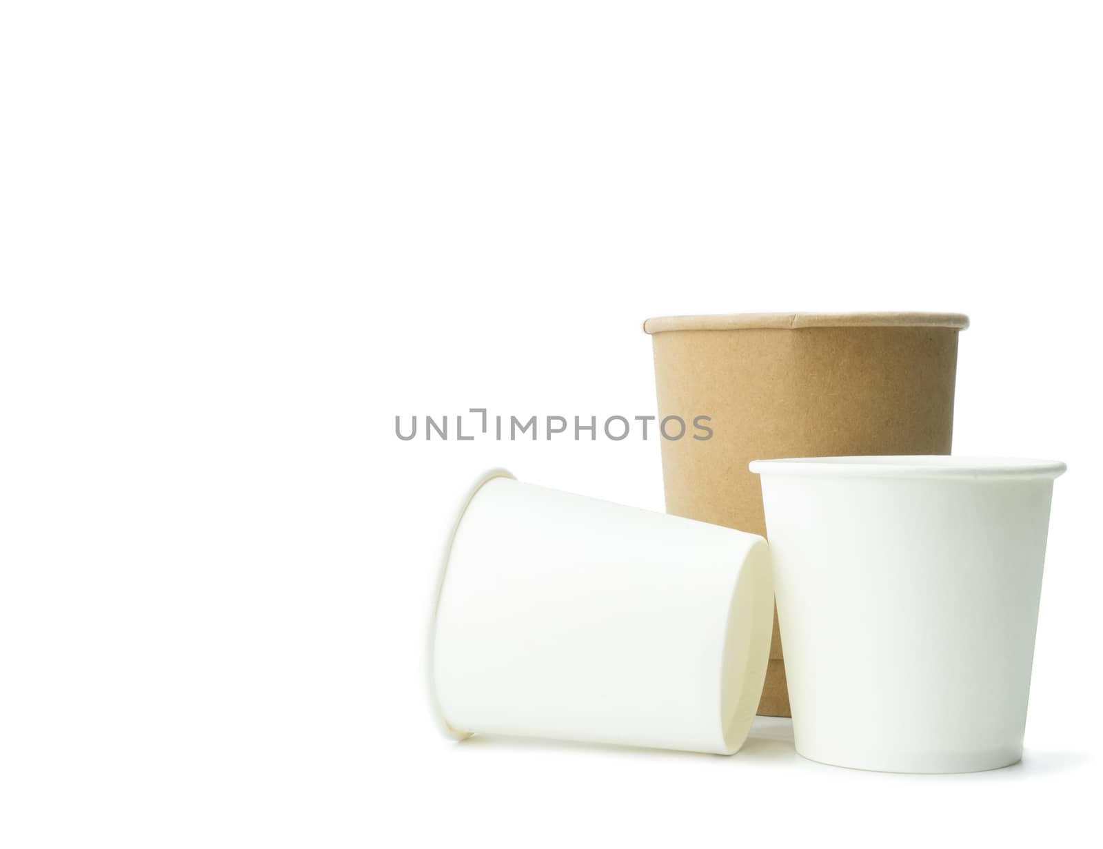 Paper cup with copy space on isolated white background by Buttus_casso