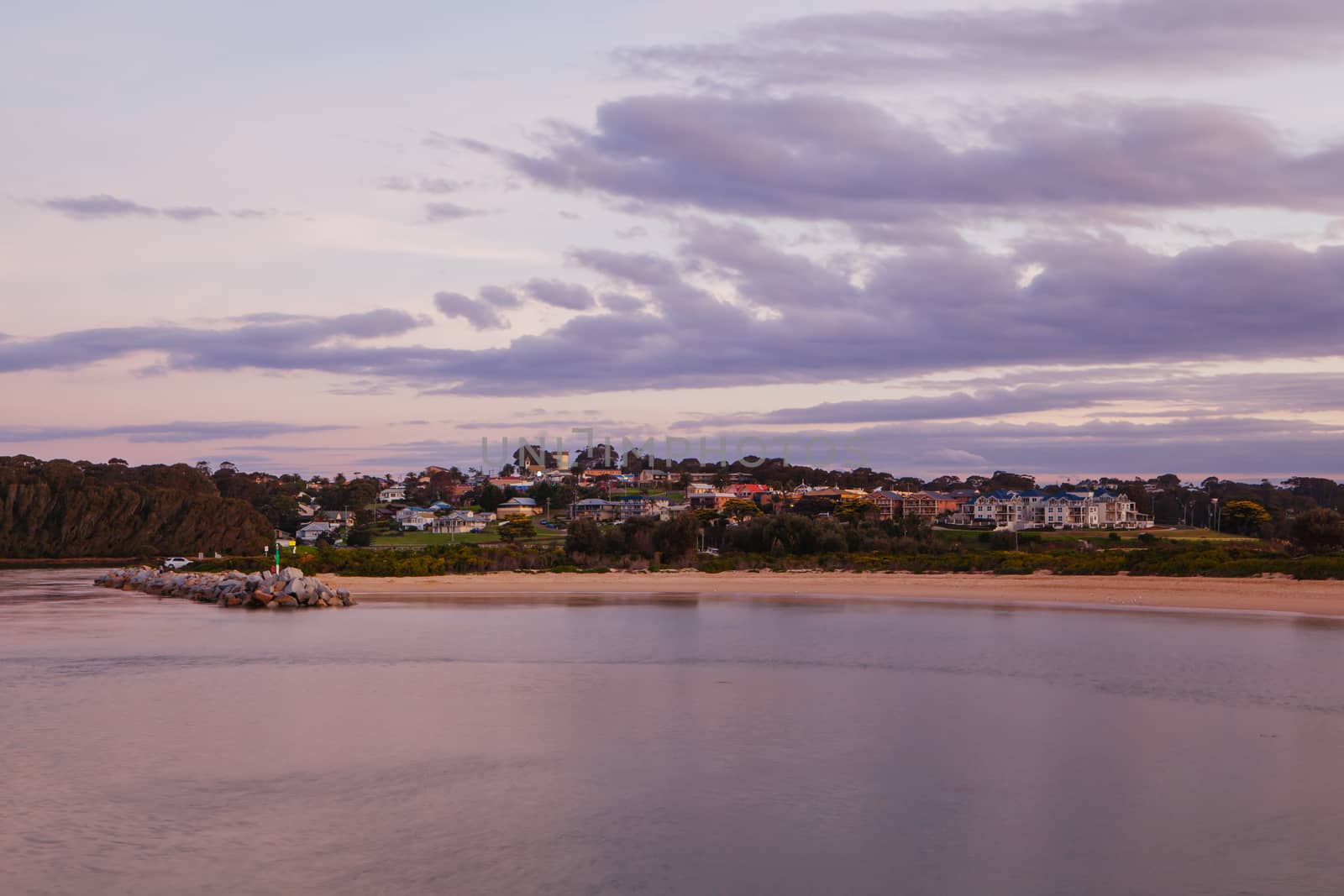 A beautiful sunset from Bar Beach North in Narooma, NSW, Australia