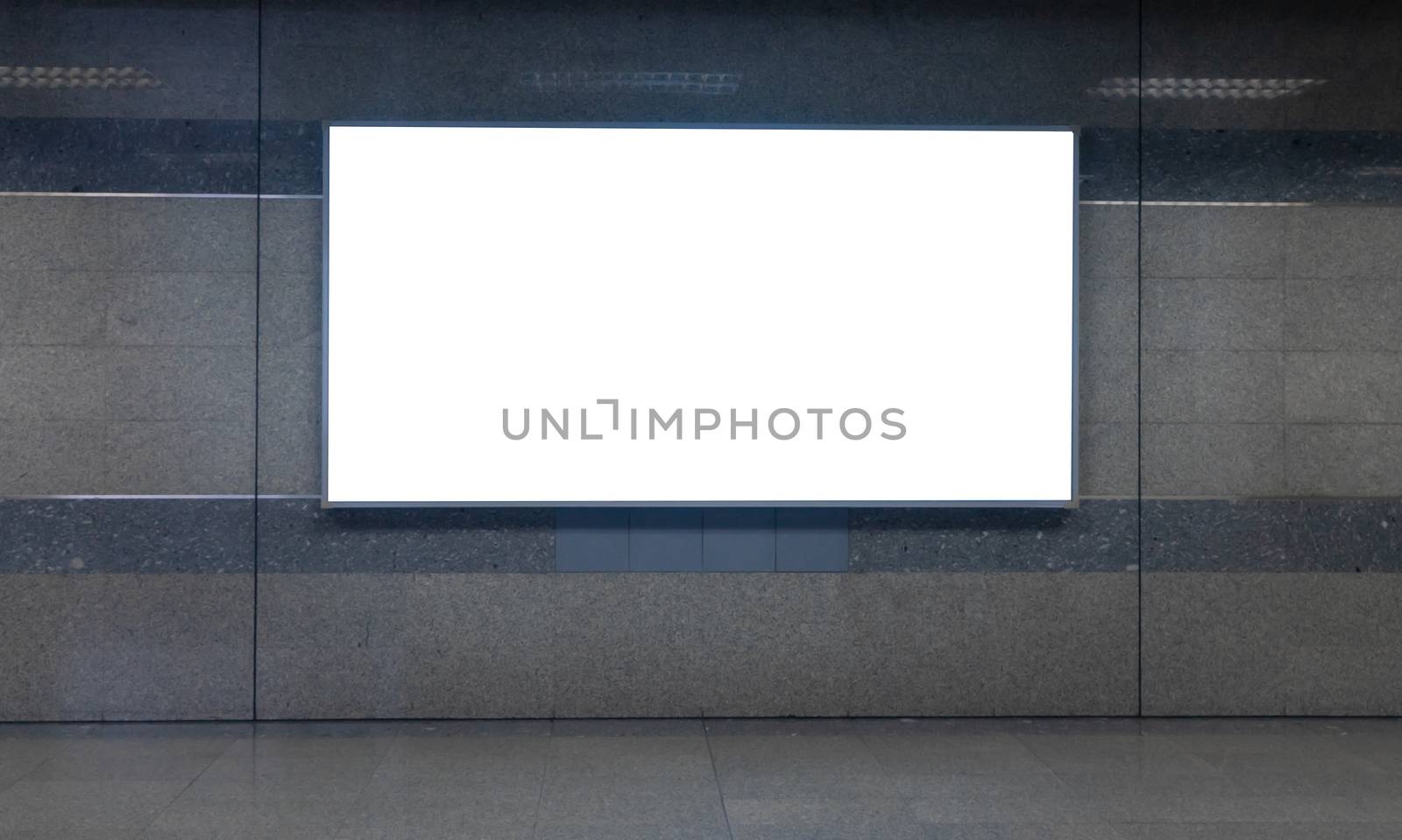 Blurred blank billboard for advertising or map in the subway by Buttus_casso