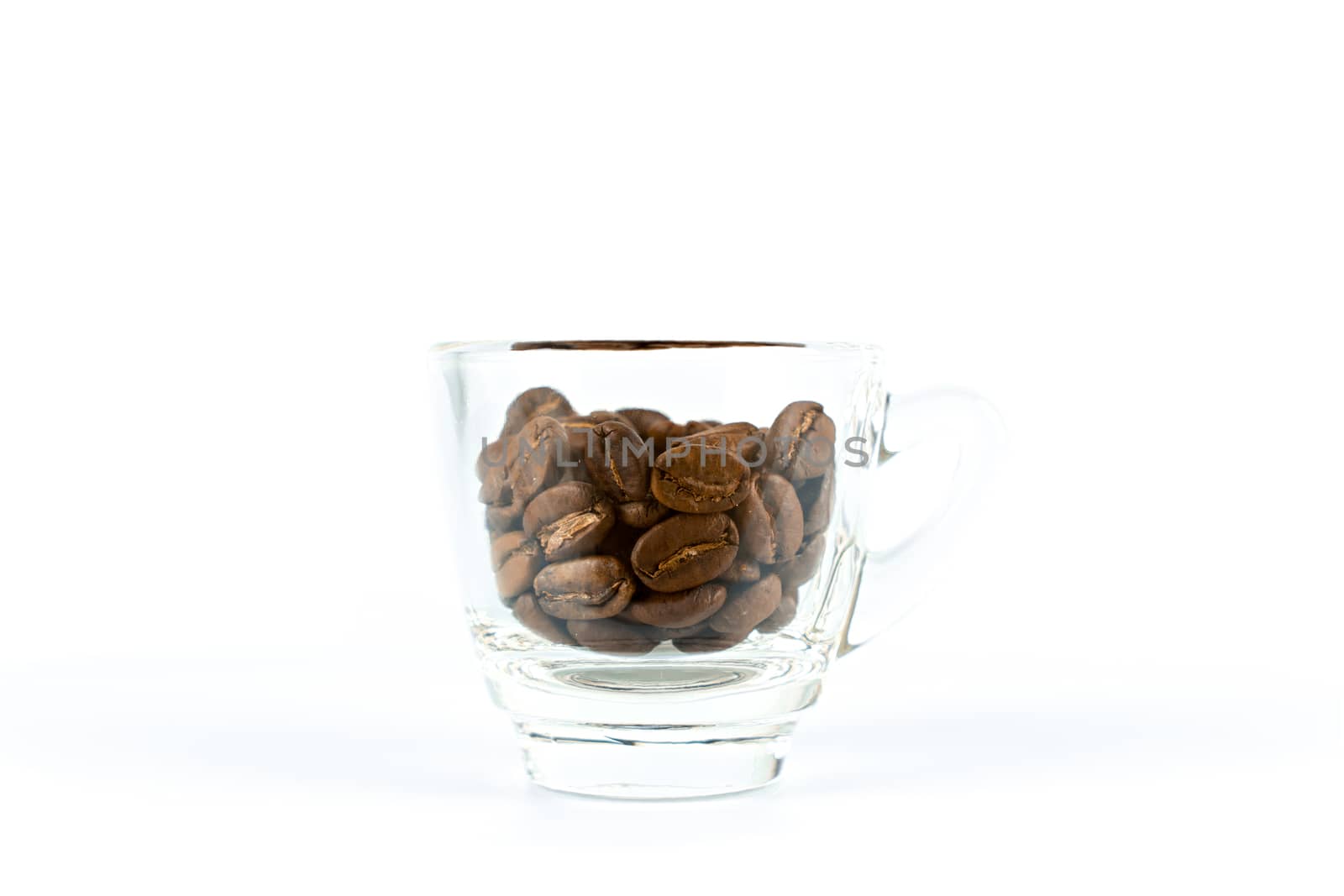 Coffee beans in glass for hot drink concept