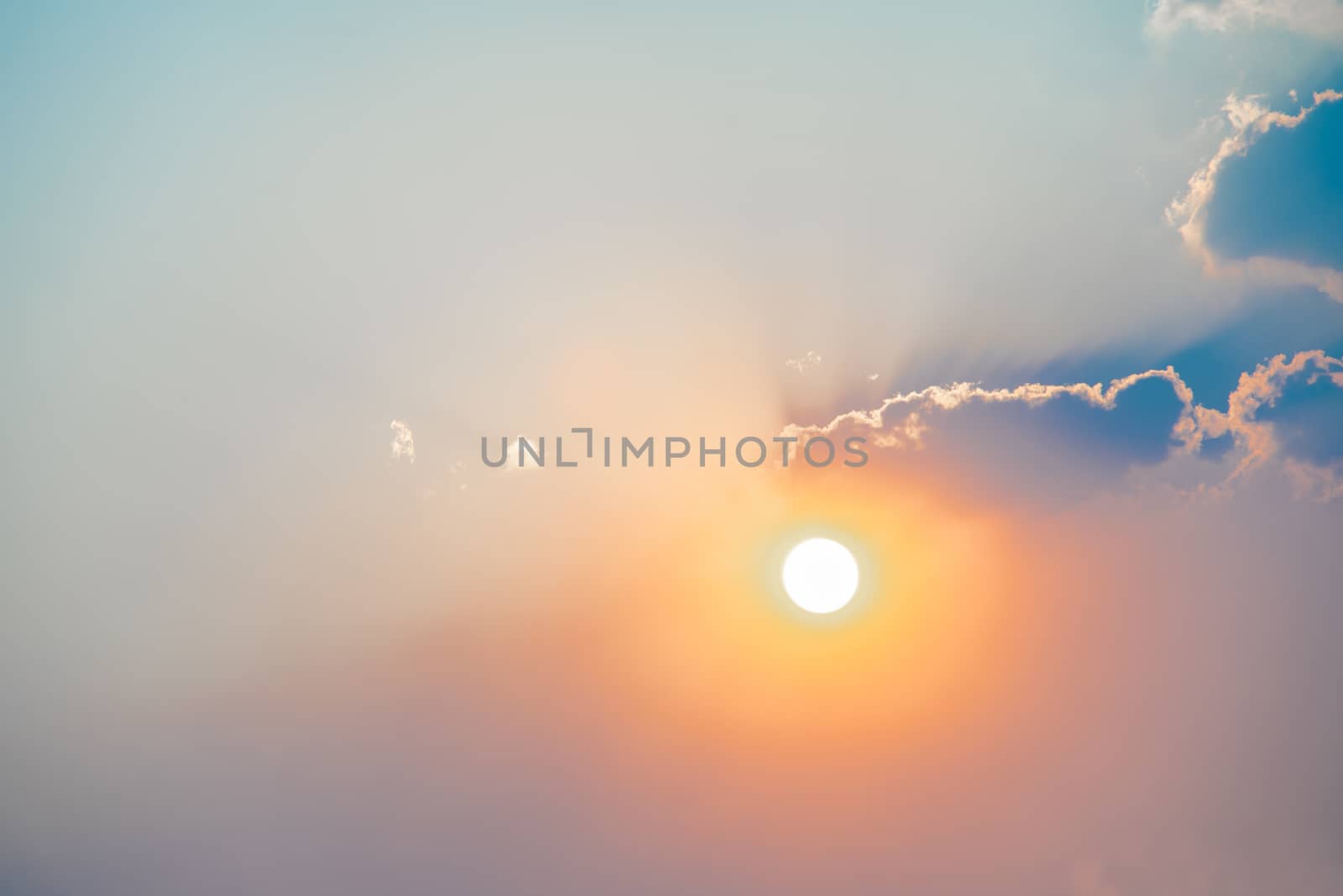 Abstract scenery sunset with blue sky for nature background