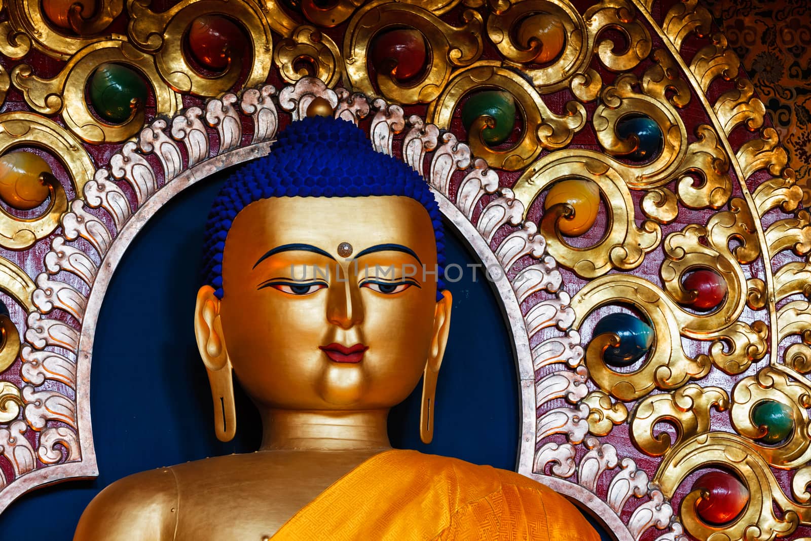 Sakyamuni Buddha statue in Buddhist temple by dimol