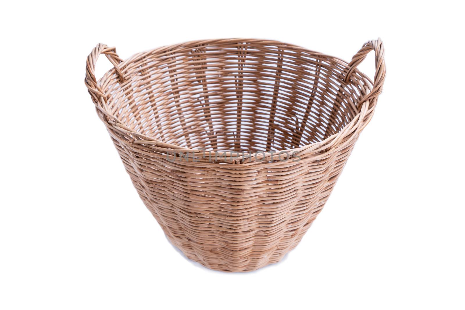 Empty wicker basket with clipping paths isolated on white backgr by Buttus_casso