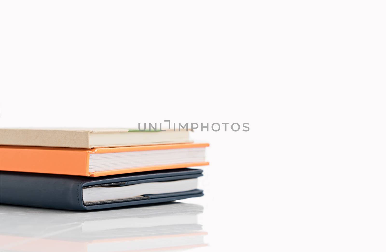 Stacked book on isolated white background