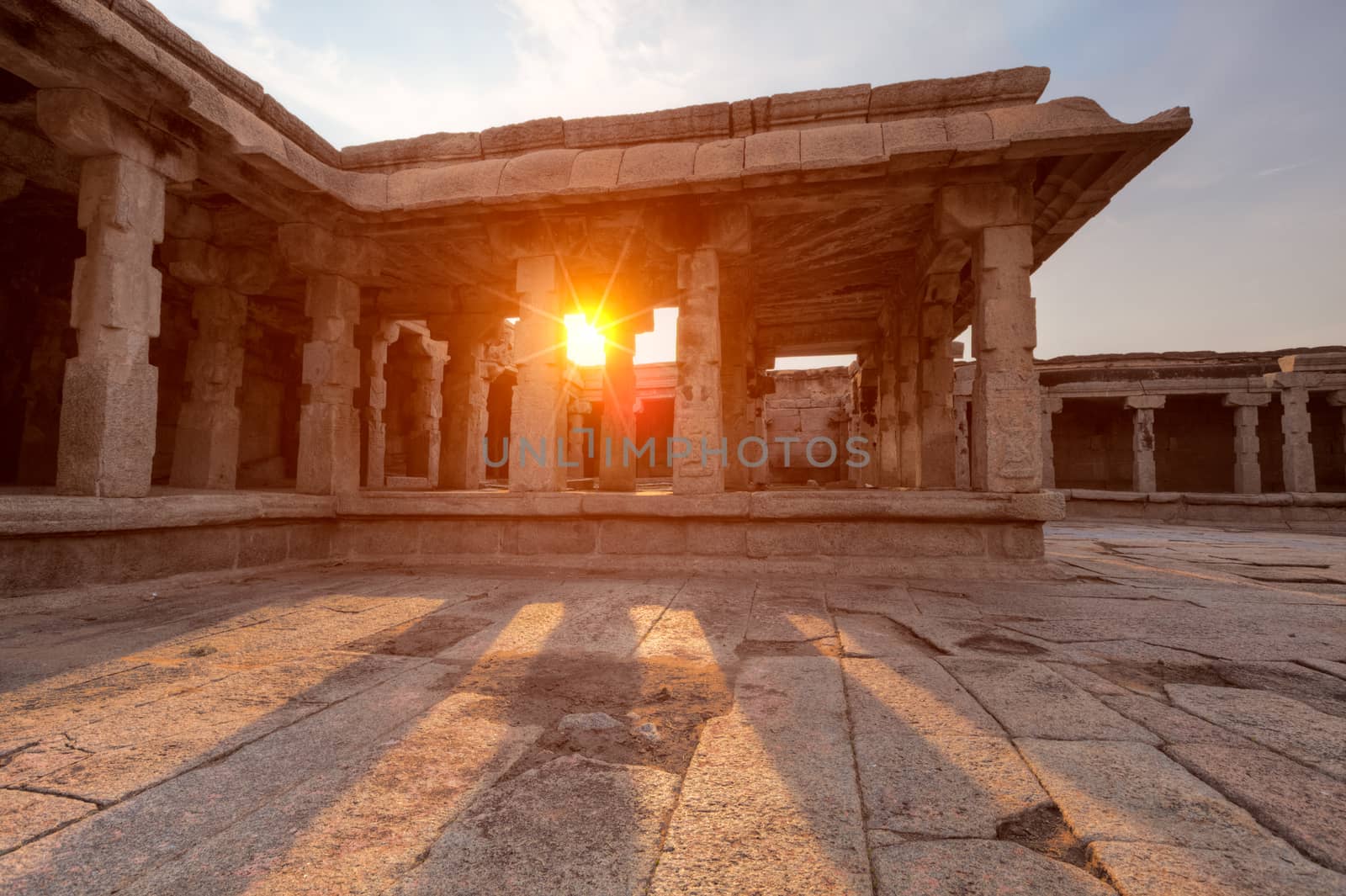 Krishna Temple on sunset. Hampi, Karnataka, India by dimol