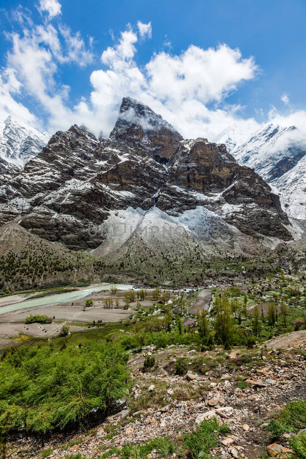 Lahaul valley in Himalayas with snowcappeped mountains. Himachal Pradesh, India by dimol