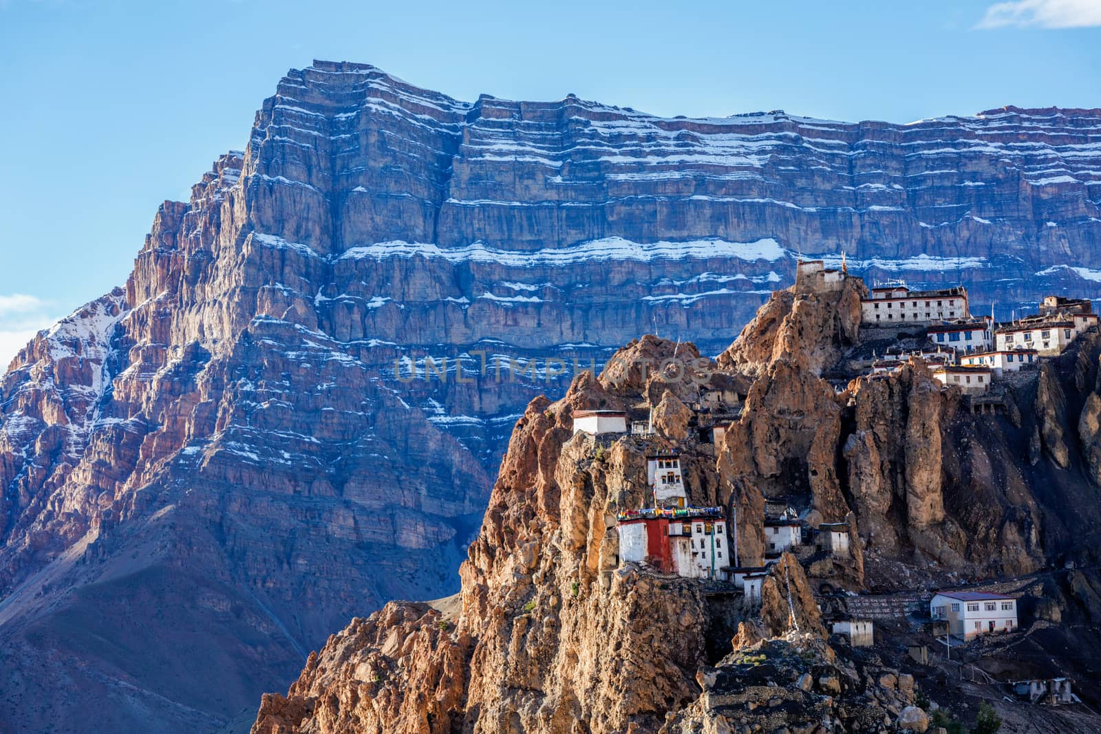 Dhankar monastry perched on a cliff in Himalayas, India by dimol