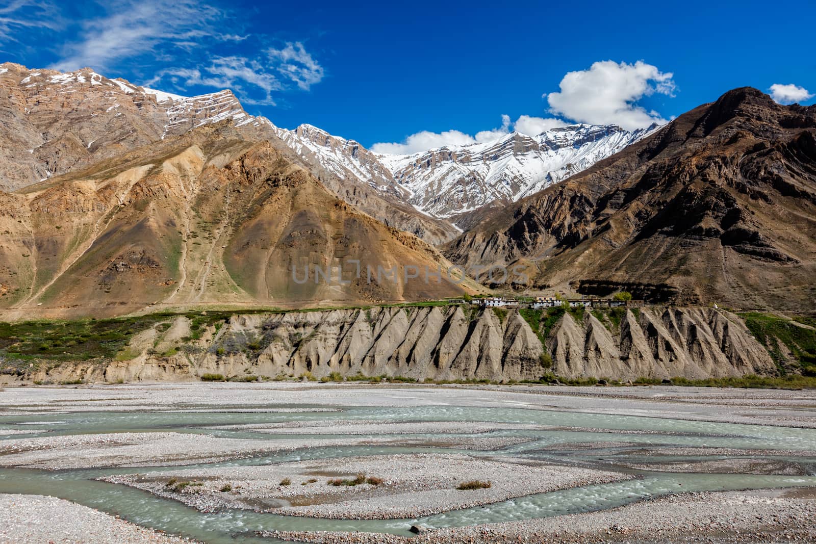 Village in Himalayas in Pin Valley, Himachal Pradesh, India