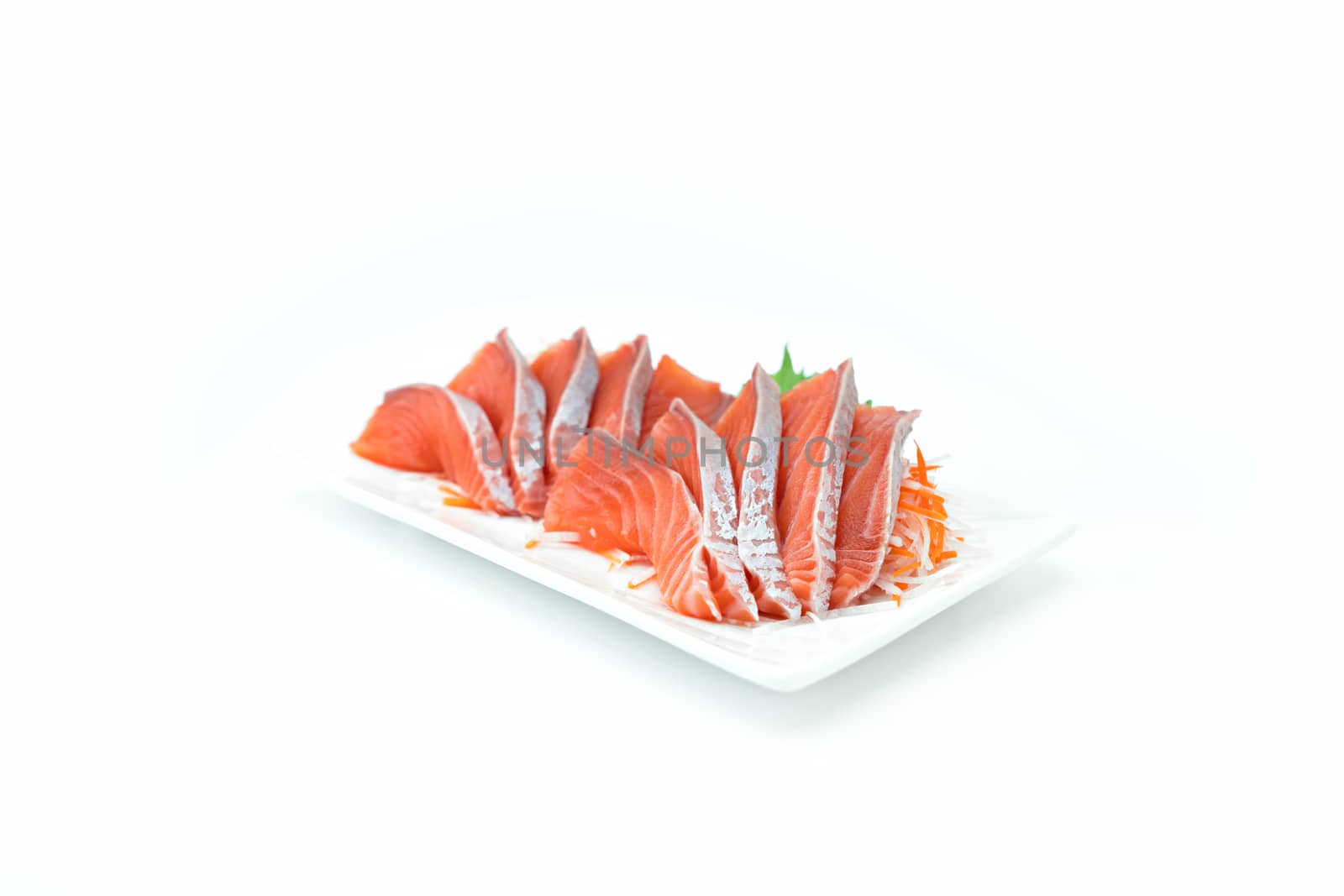 Salmon Sashimi on white background.  Japan food concept by Buttus_casso