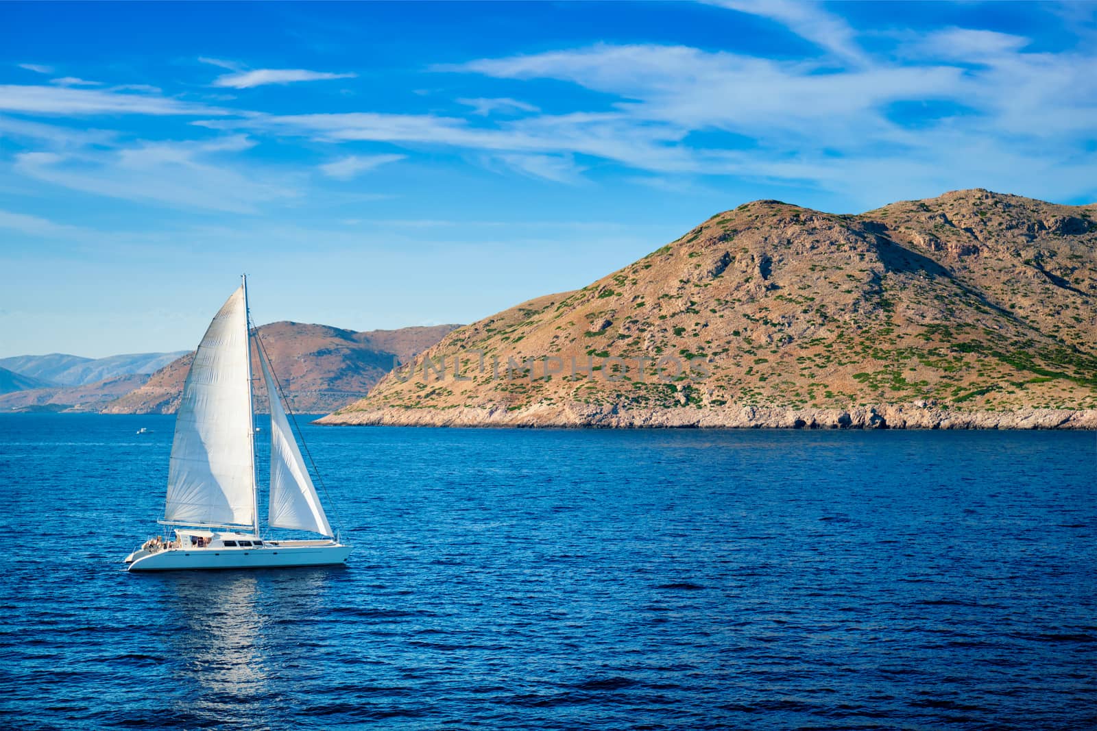 Catamaran yacht in Aegean Sea by dimol