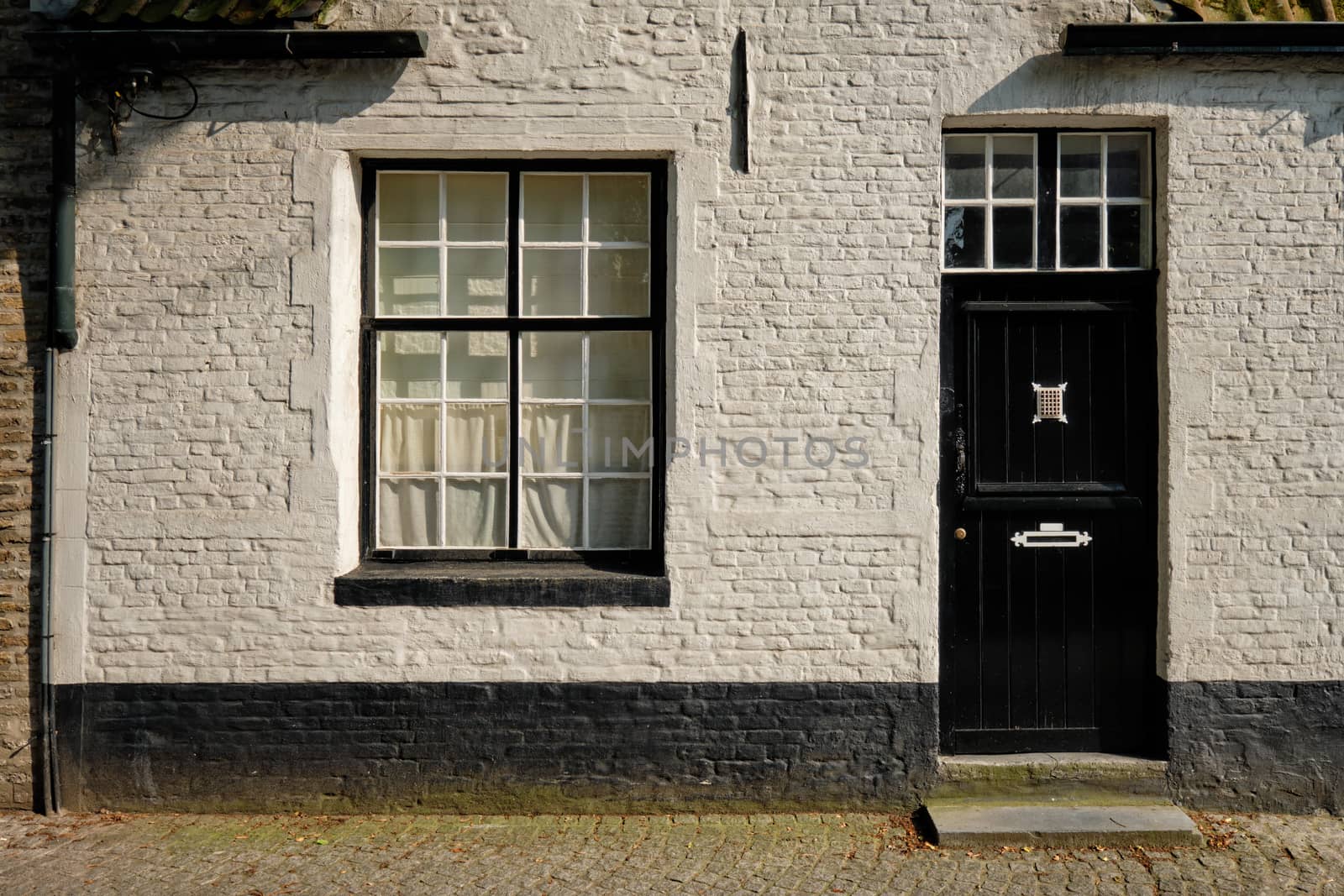 Door and window of an old house, Bruges (Brugge), Belgium