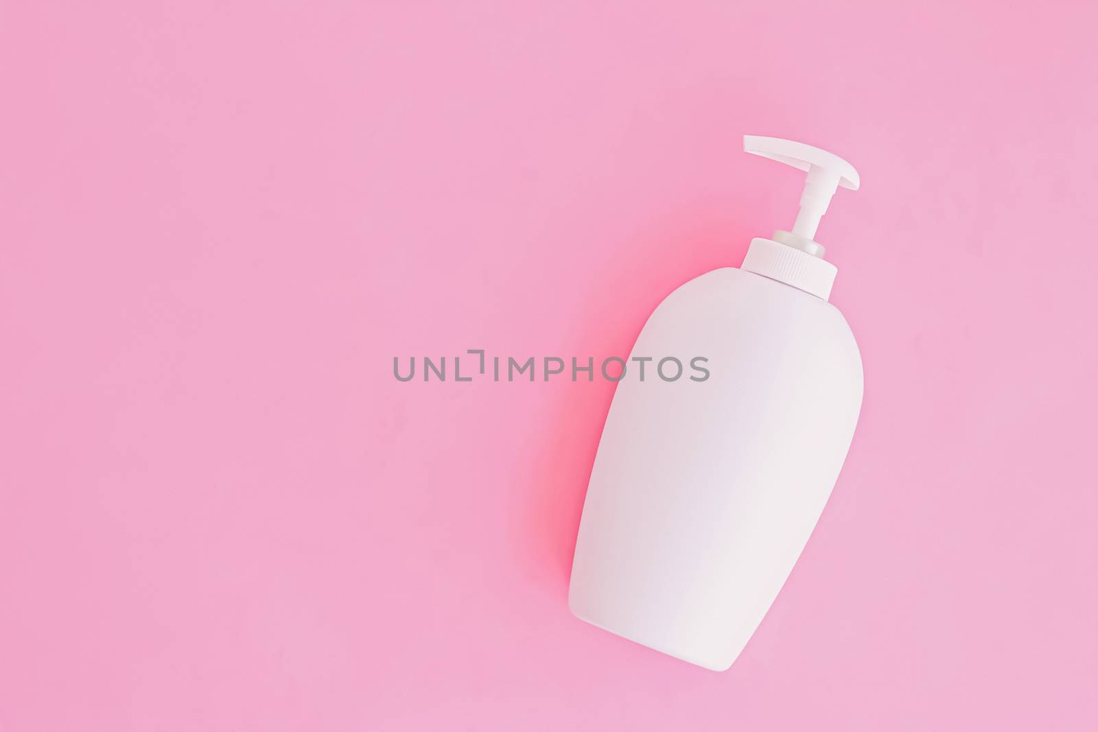 Bottle of antibacterial liquid soap and hand sanitizer on pink background, hygiene product and healthcare by Anneleven