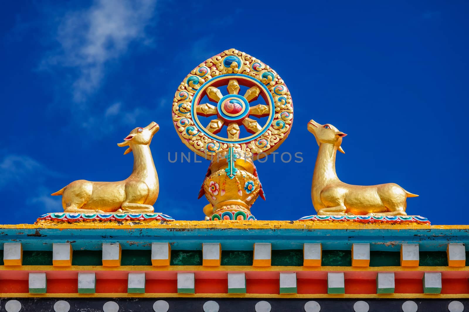 Buddhist Wheel of the Law, Kaza Monastery. Kaza, Himachal Pradesh, India
