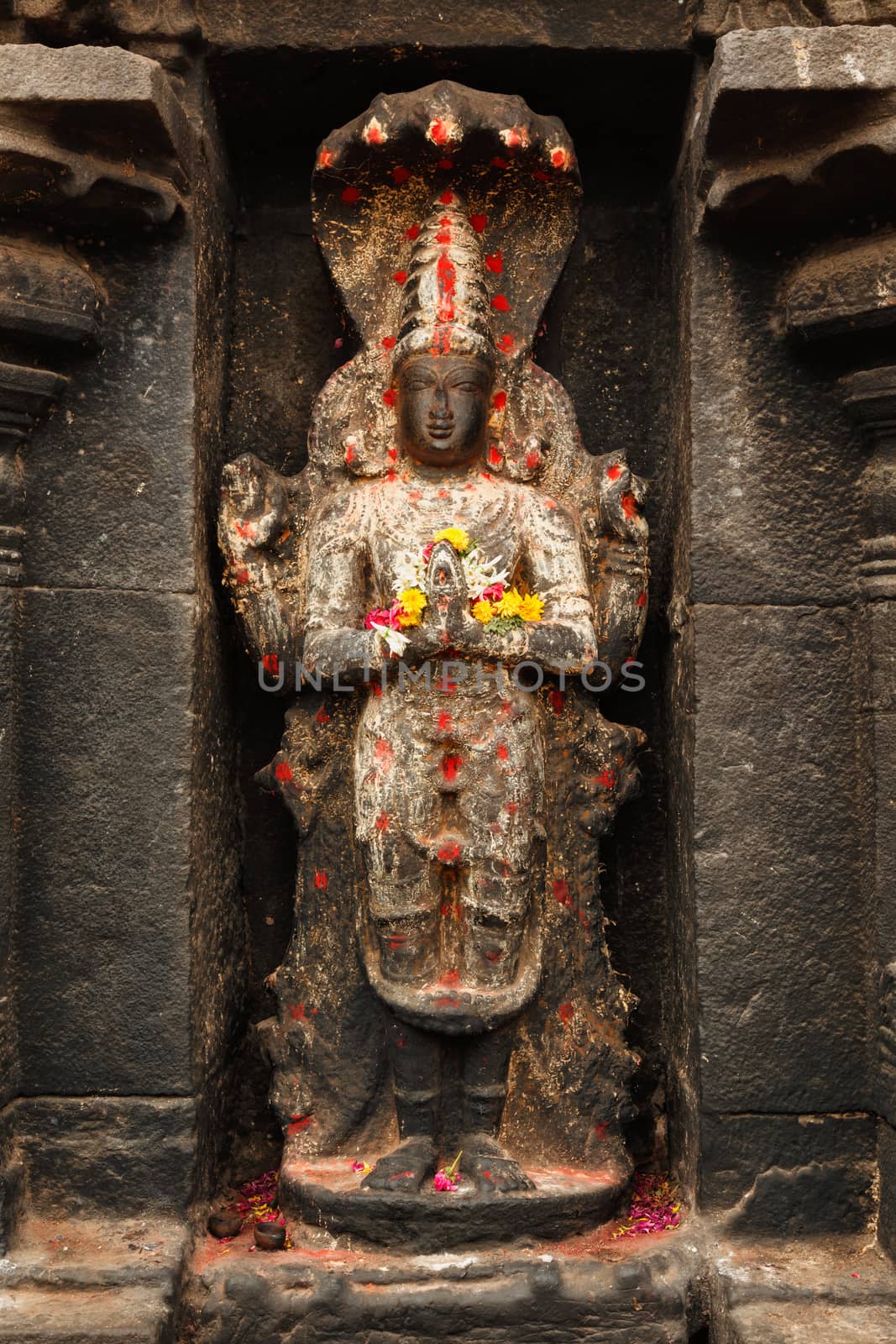 Vishnu image in Hindu temple. Arunachaleswarar Temple, Tiruvannamalai, Tamil Nadu, India by dimol