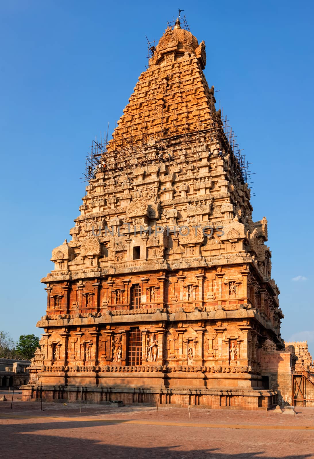 Brihadishwarar Temple tower (vimana). Thanjavur, Tamil Nadu, India by dimol