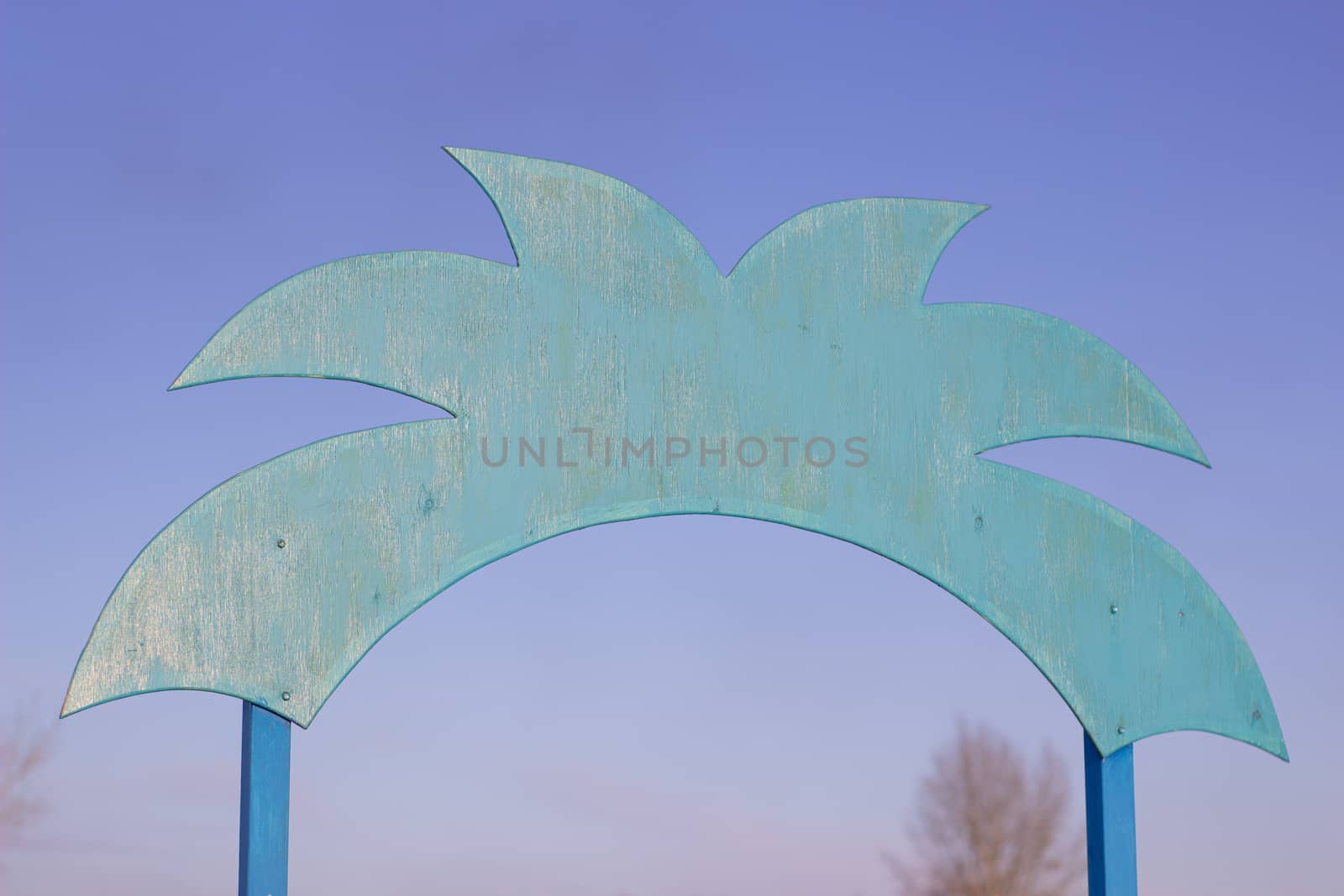 big empty blank white poster wooden sign in snowy recreation park in winter season, mock-up.