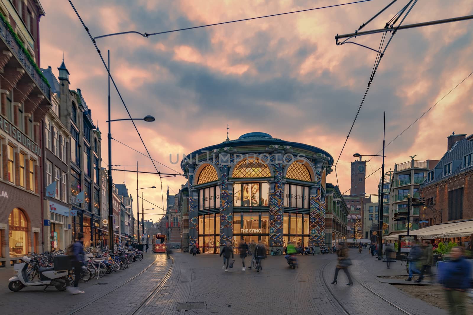 THE HAGUE, 24 January 2019 - Sunset on the center city and the spring shopping mall by ankorlight