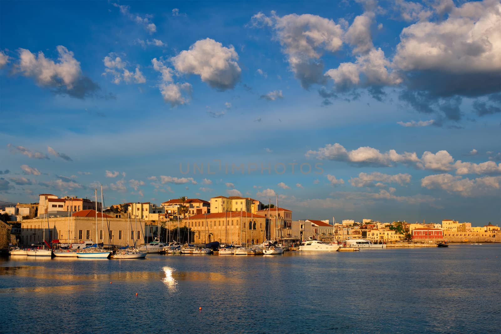 Yachts and boats in picturesque old port of Chania, Crete island. Greece by dimol