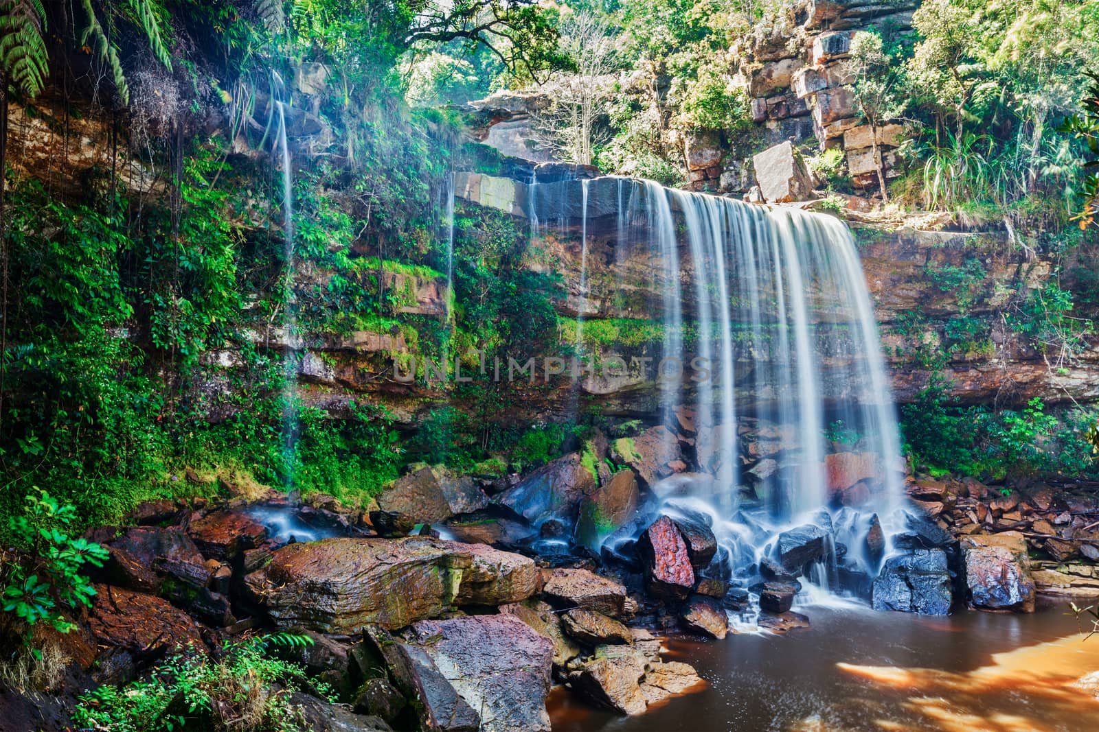 Tropical waterfall in Cambodia. Popokvil Waterfall, Bokor National Park, Cambodia