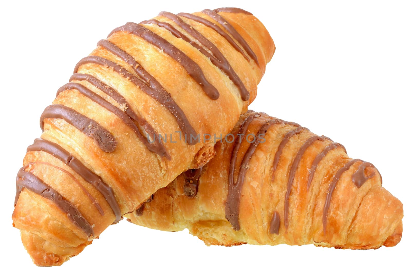 Traditional french pastry croissant isolated on white background.