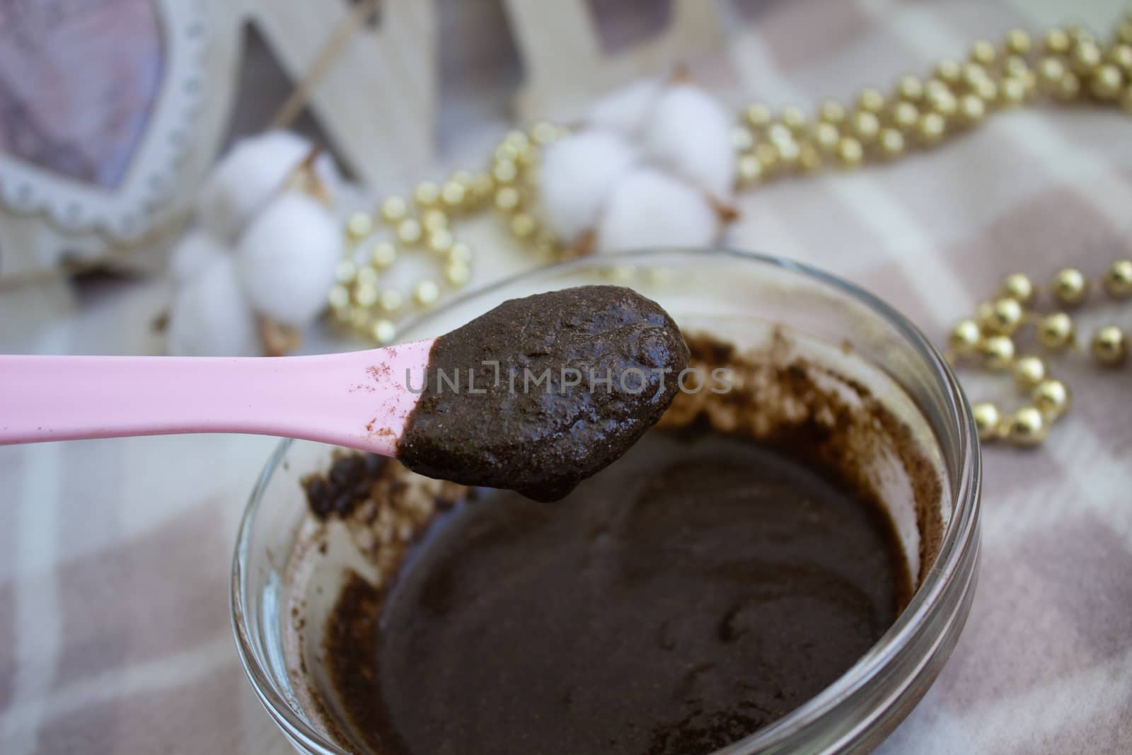 Close up of raw Henna powder used for natural color dyeing