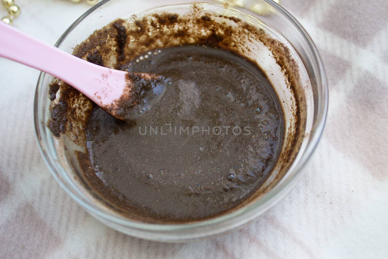 Close up of raw Henna powder used for natural color dyeing