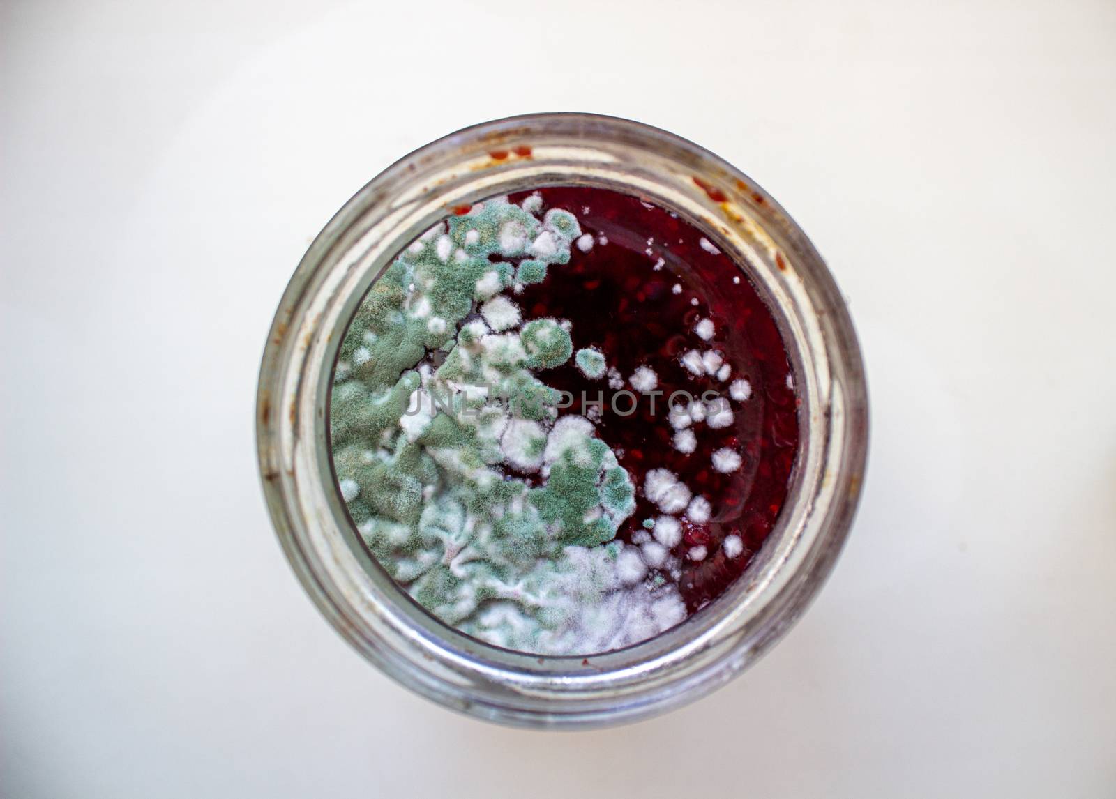 Mold in a jar of jam. Hazardous to health. Mold