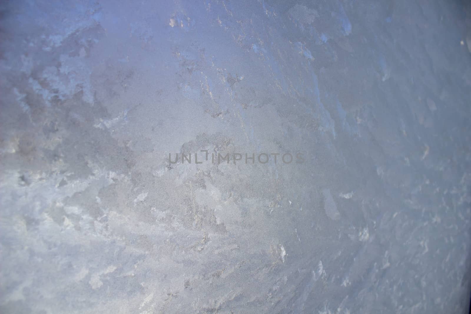 Glass covered with ice during the severe frosts in winter.