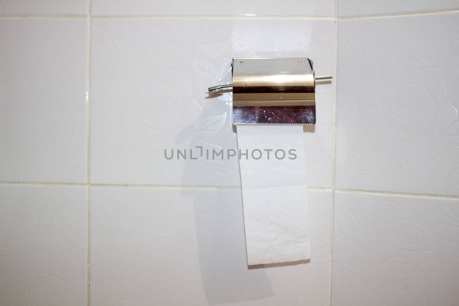 A roll of toilet paper on white background.