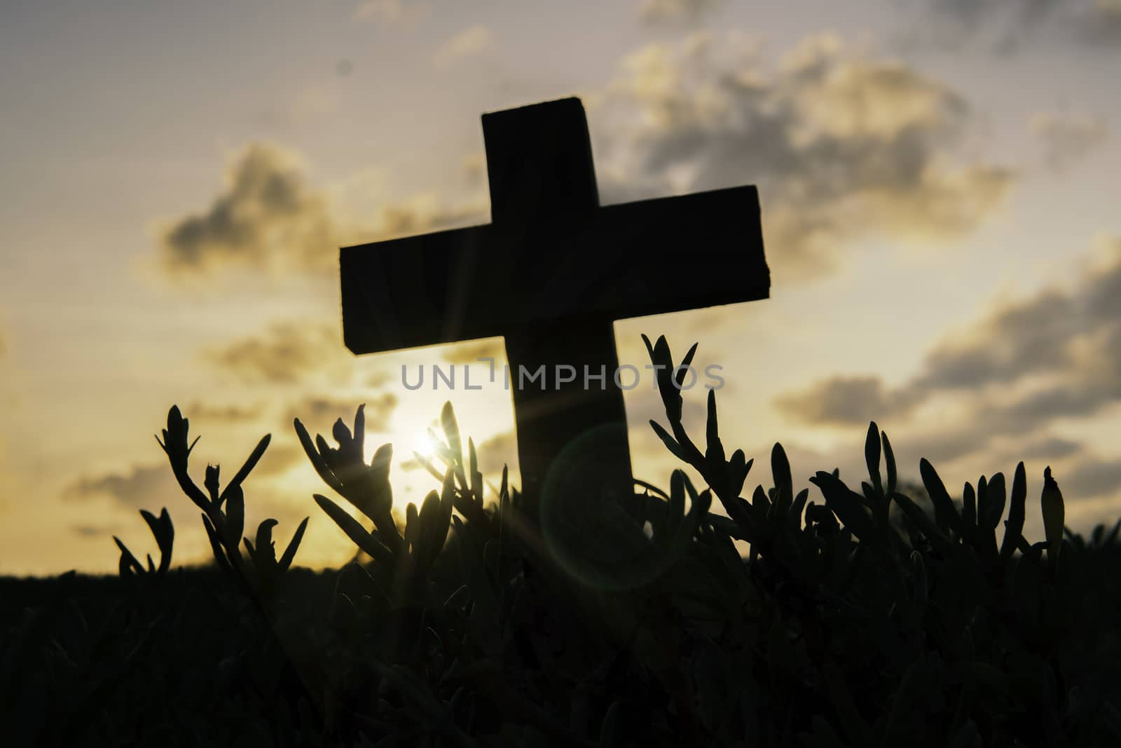 Silhouette Jesus christ death on cross crucifixion on calvary  by golfmhee