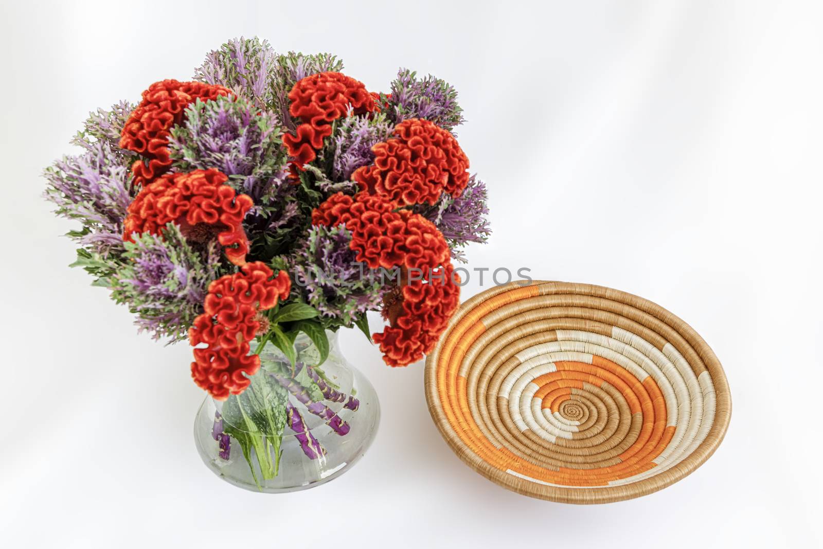 Wicker basket to arrange fruits and vegetables on a table.