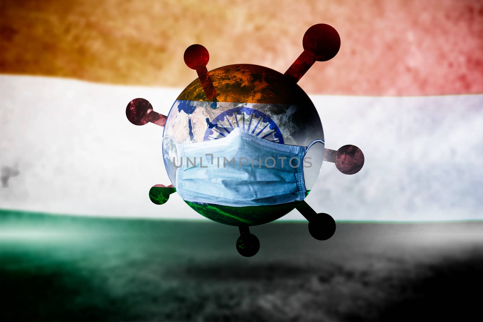 Corona virus mask protect on India flag republic day background concept for Earth warning covid19 flu pandemic quarantine, 15 August indian Independence day care for pneumonitis and symptoms controlCorona virus mask protect on India flag republic day background concept for Earth warning covid19 flu pandemic quarantine, 15 August indian Independence day care for pneumonitis and symptoms control