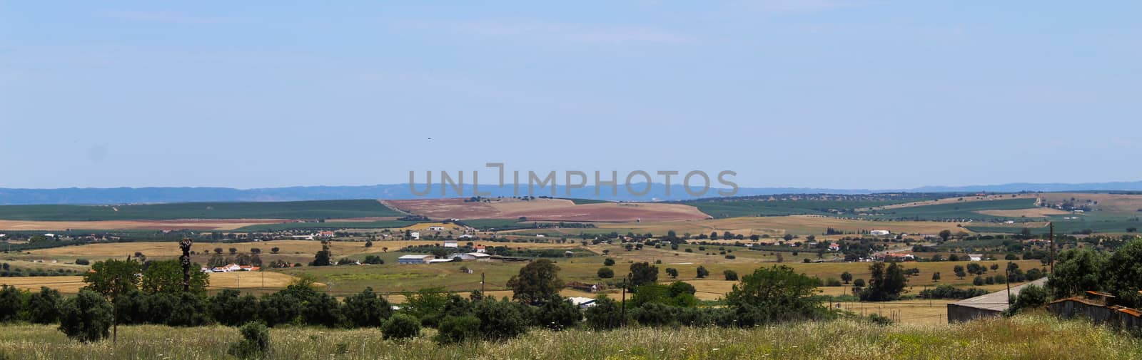 Panoramic view from the hill on which the town of Beja is located, view of agricultural fields. by mahirrov