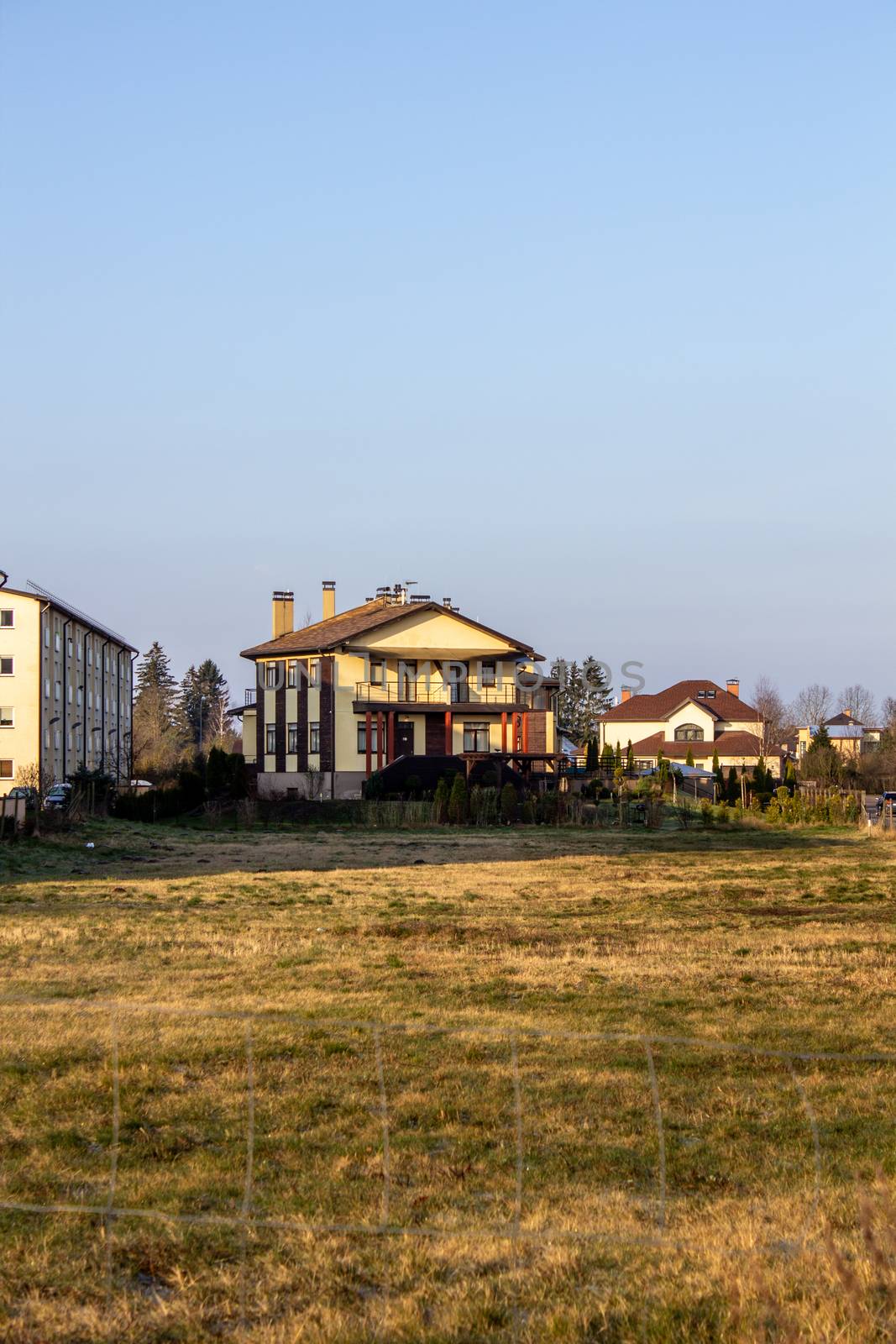Beautiful two-storey house in Europe. Walking around the city.