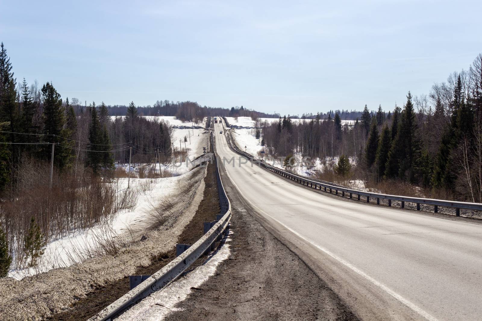 Mountain road at hight speed drive downhill