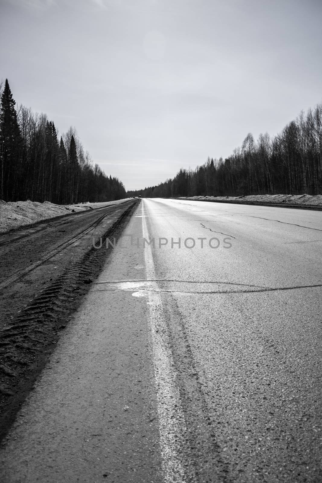 Mountain road at hight speed drive downhill