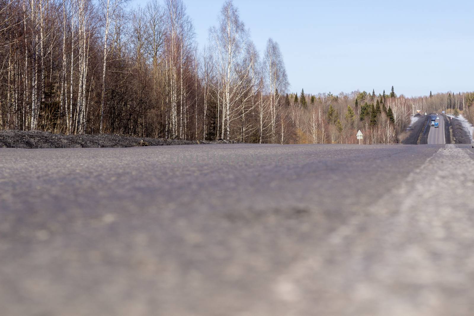 Mountain road at hight speed drive downhill