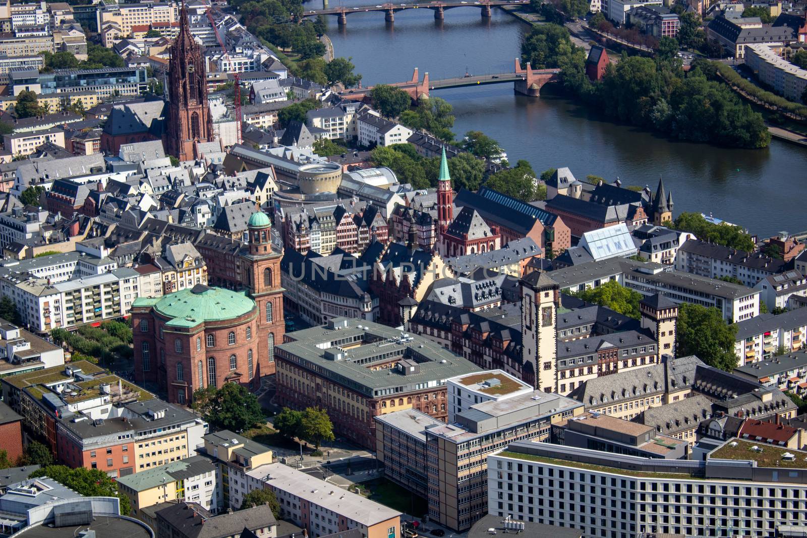 View from the Maintower in Frankfurt am Main, Germany.