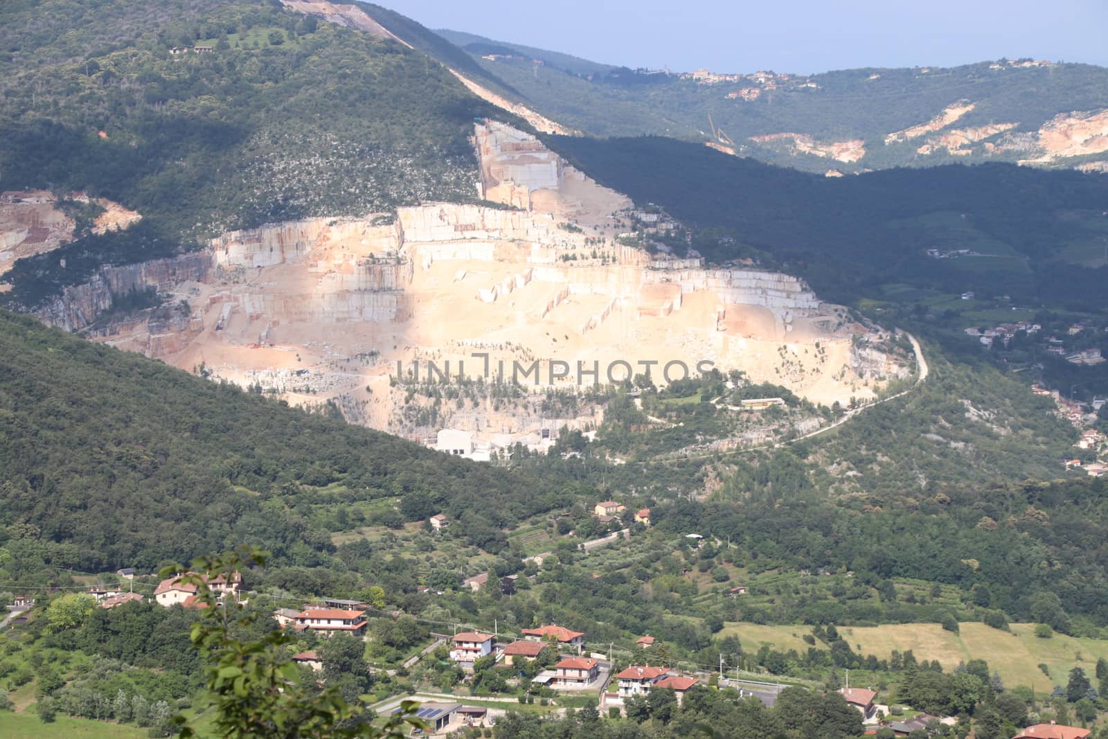 mountains with marble quarries in Botticino in northern Italy