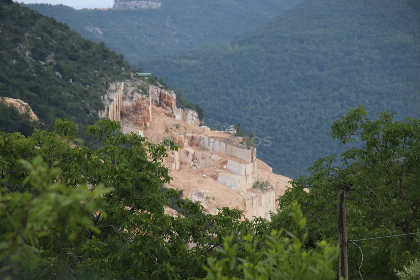 mountains with marble quarries in Botticino in northern Italy