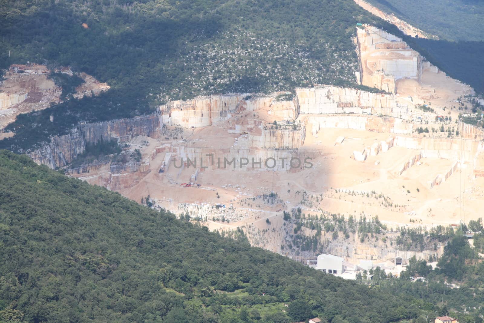 mountains with marble quarries in Botticino in northern Italy