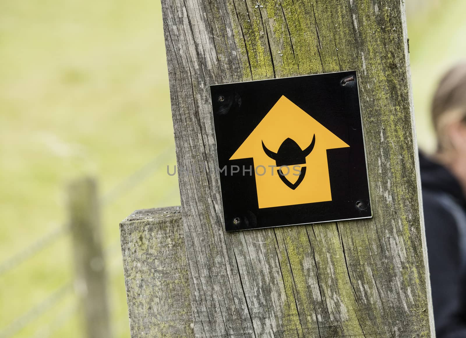 Tealby, Lincolnshire, UK, July 2017, View of the Viking Way footpath sign in the Lincolnshire Wolds