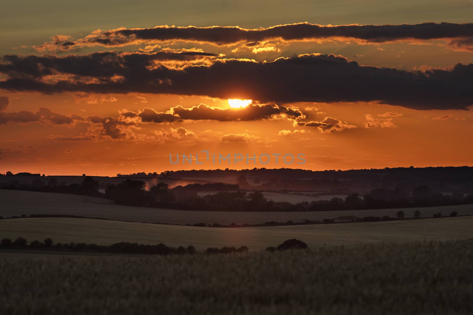 Near Belchford, Lincolnshire, UK, July 2017, Sunset View of Linc by ElectricEggPhoto