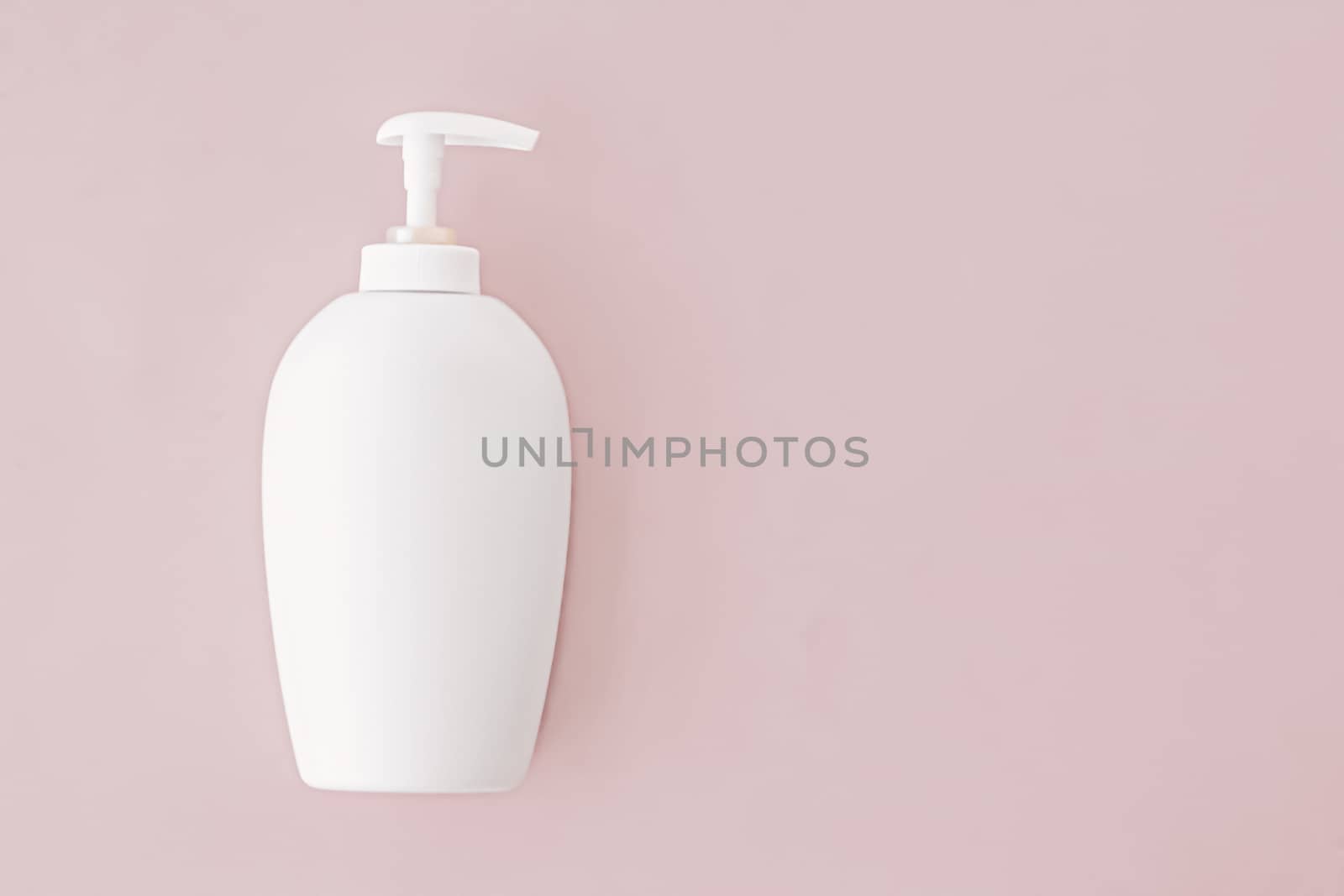 Bottle of antibacterial liquid soap and hand sanitizer on beige background, hygiene product and health care by Anneleven
