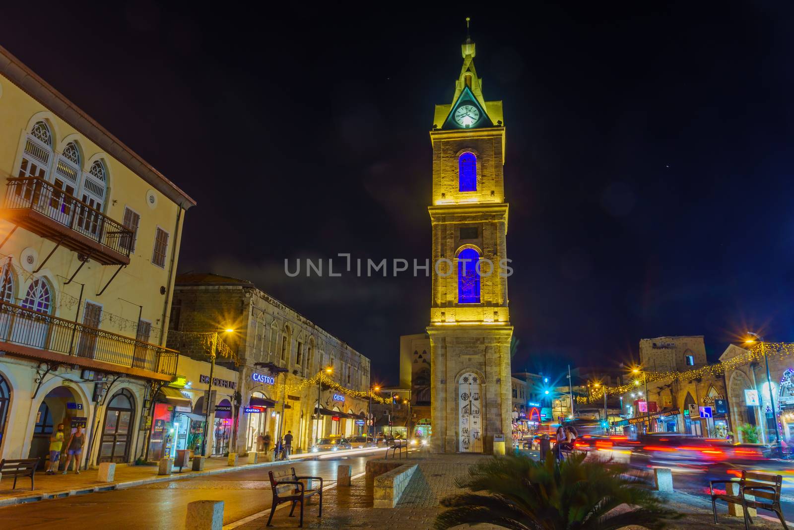 Night view of the Clock tower in Jaffa by RnDmS