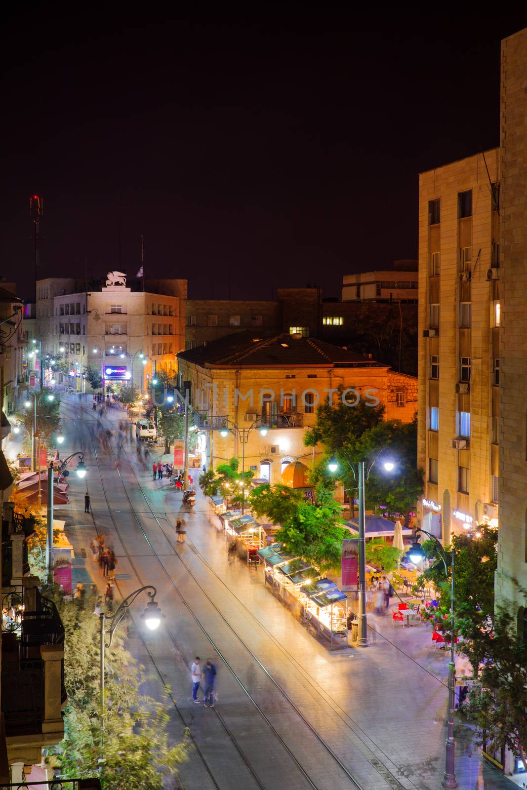 Night scene of Yafo Street, Jerusalem by RnDmS
