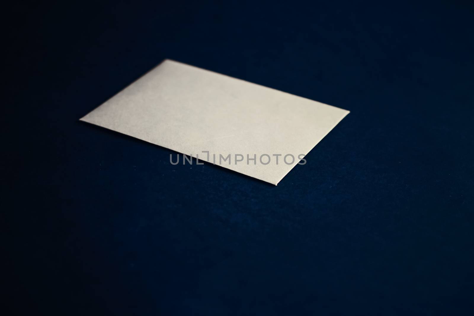 Blank beige paper card on blue background, business and luxury brand identity mockup by Anneleven