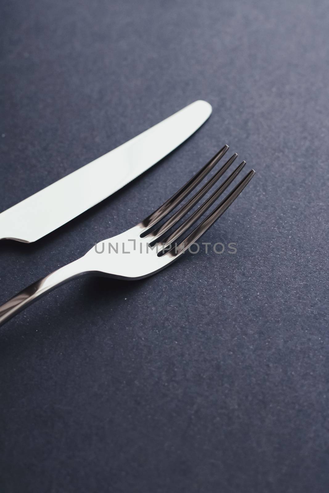 Fork and knife, silver cutlery for table decor, minimalistic design and diet by Anneleven